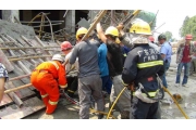 广州南沙一在建建筑工地脚手架坍塌 致6人受伤